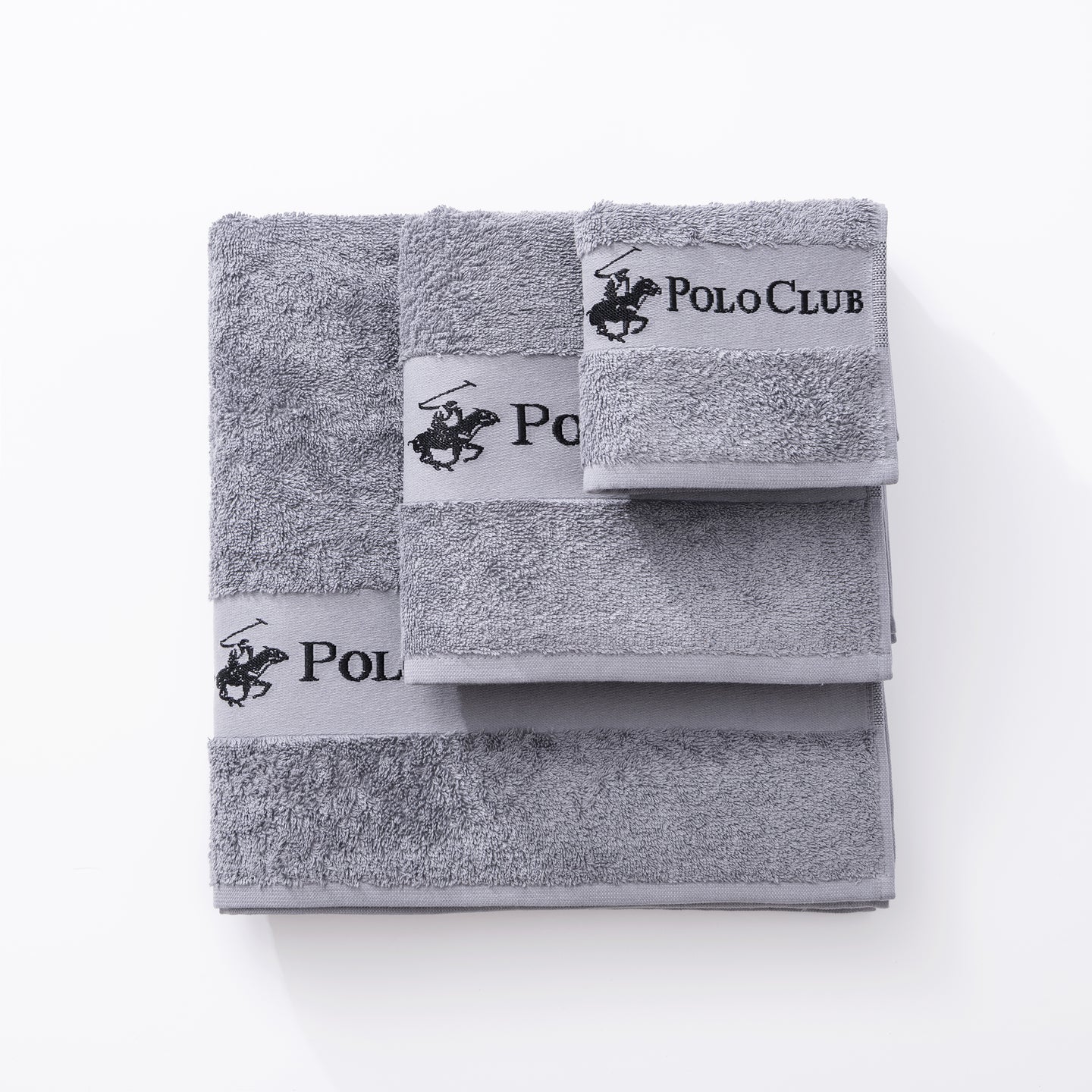 JUEGO DE 3 PZS TOALLA DE BAÑO 30X50 + 50X90 + 70X140 GRIS POLO CLUB
